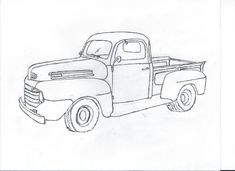 a drawing of an old pick up truck