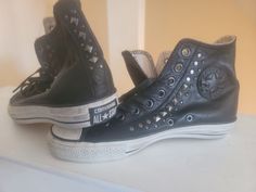 Converse John Varvatos Limited Edition Size 6.5 Men/ 8.5 Women's Punk Rock Leather Studs Blk. Black Punk Sneakers For Concert, Shoes Converse, John Varvatos, Converse Shoes, Mens Shoes Sneakers, Punk Rock, Limited Editions, Men's Shoes, Converse