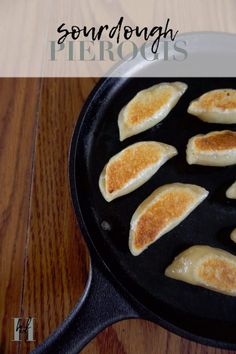 some food that is cooking in a pan on the table with words overlaying it