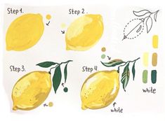 the steps in how to paint lemons