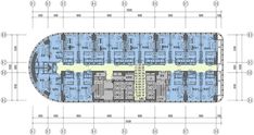 the floor plan for an office building, with several floors and two large windows on each side