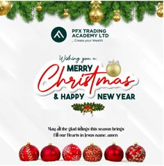 merry christmas and happy new year from pfx trading academy - click to see more information