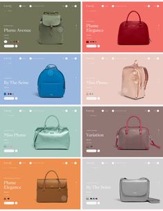 the website is designed to look like it has many different purses on each page