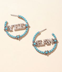 "Boutique By BKE Yee Haw Western Hoop Earring - Silver/Turquoise , Women's Silverturquoise Turquoise metal stud earring Measures 1 1/2" in diameter. Apparel & Accessories" Cowgirl Jewelry, Earring Silver, Yee Haw, Earring For Women, The Boutique, Boutique Jewelry, Silver Turquoise, Stud Earring, Silver Hoop Earrings