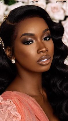 Cute Makeup Products, Black Wedding Makeup, Cheap Makeup Products, Wedding Makeup Inspiration, Black Bridal Makeup, Natural Glam Makeup, Glam Wedding Makeup, Wedding Renewal, Makeup For Black Skin