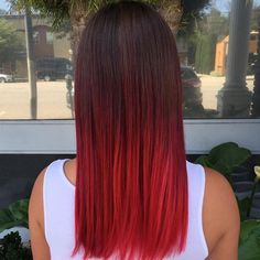 Ombre Hair Straight, Bright Hair Colors, Long Red Hair, Ombré Hair, Bright Hair