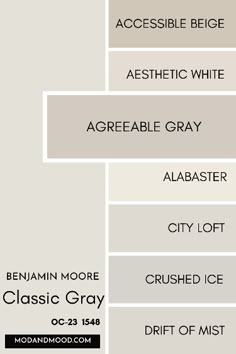 the different shades of paint that are available in this color scheme, including white and gray