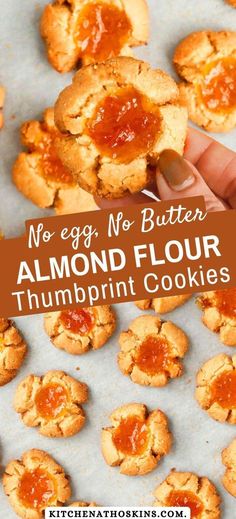 no egg no butter almond floured cookies on a baking sheet with text overlay