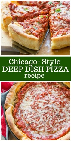 chicago style deep dish pizza with cheese on top