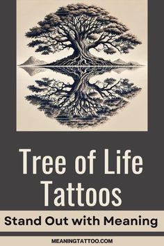 the tree of life tattoo is shown in black and white