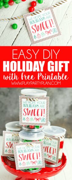 an easy diy holiday gift with free printable tags and candy bar wrappers