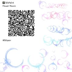 an image of a qr code on a white background with pink and blue swirls