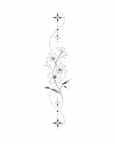 a black and white drawing of flowers on a white background