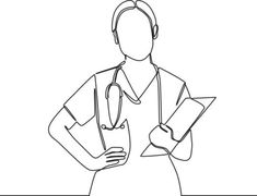 a line drawing of a nurse