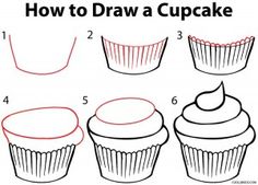 how to draw cupcakes step by step