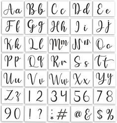 handwritten cursive font and numbers