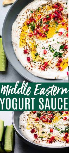 the middle eastern yogurt sauce is made with cucumbers and other ingredients