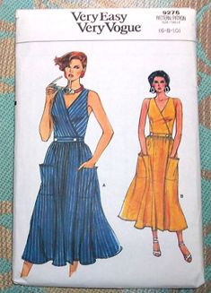 Very Easy VOGUE Vintage 80s Sewing Pattern 9276 Wrap Sun Dress 6-8-10  | eBay 80s Vogue, 60s Vintage Fashion, Vintage Wrap Dress, Wrap Dress Sewing Patterns, Vogue Dress Patterns, Sundress Pattern, Vintage Vogue Patterns, Vintage Vogue Sewing Patterns, Patron Vintage