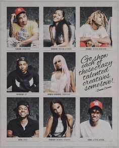 an advertisement for the rappers album, featuring photos of young men and women