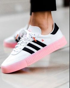 Adidas Sambarose White, Adidas Sambarose, Looks Adidas, Send Love, Adidas Shoes Women, Love Energy, White Core, Mode Casual, Black Sneakers