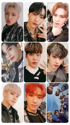 many different images of the same person with red hair and piercings on their ears