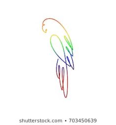 a drawing of a bird with long wings and tail feathers are drawn in rainbow colors on a white background