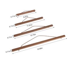 three pieces of wood are shown with measurements for each piece in the same size and width