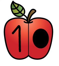 an apple with the number ten on it