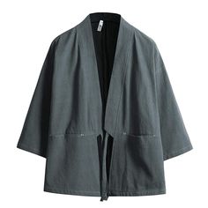 PRICES MAY VARY. SIZE ATTENTION: THIS MEN'S KIMONO CARDIGAN IS SLIM TYPE, SUGGEST TO BUY ONE OR TWO SIZE UP. Please refer the size chart carefully before purchase the kimono jacket for men. Features: Seven Sleeves, 3/4 Sleeve, Slim fit style, Solid color, Lightweight, Two front pockets, Japanese style clothing, Vintage coat. The men's linen kimono jacket can matches kinds of clothes: t-shirts, shorts and pants. Soft & Comfortable: This traditional japanese haori kimono shirt for men is made of h Gilet Kimono, Streetwear Plus Size, Winter Kimono, Japanese Jacket, Boho Print Dress, Cardigan Plus Size, Kimono Shirt, Male Kimono, Island Outfit