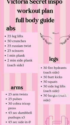 the victoria secret info sheet shows how to do an absorption workout for women