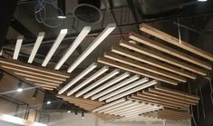 the ceiling is made out of wood planks