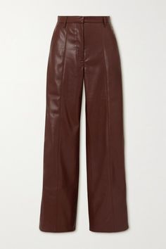 Brown Leather Trousers, Leather Pants Brown, Leather Wide Leg Pants, Future Clothing, Parisian Outfits, French Women Style, Amazon India, High Waisted Wide Leg Pants