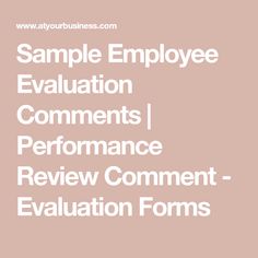 the words sample employee evaluation and performance review are in white letters on a pink background