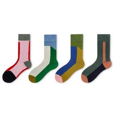 These mid-calf length socks are machine washable at 30/40° C. The composition of these thin socks is : 75% cotton, 19.3% nylon, 3.1% polyester, 2.6% Spandex. This perfect mix offers to the socks solidity & comfort.  SKU: SA1450706D Colors As Picture Patterns PatternsHeight mid-calf Size Tube Width: 7.5cm, Tube Heig Wool Socks, Sock Shoes, Mid Calf, Small Gifts, Color Block, Composition, Socks, Spandex, Pattern