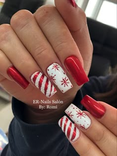 Nail Art Noel, 2024 Nails, Cute Christmas Nails, Christmas Nails Easy