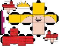 an origami paper model of a man with yellow hair