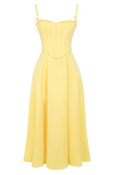 Dress For Garden Party, Midi Sundress, Yellow Midi Dress, Corset Bustier, Eve Dresses, Corset Bodice, House Of Cb, Formal Style, Corset Dress