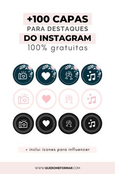 an info sheet with the words, 100 capsas para destaques do instagramm