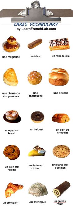 a poster with different types of breads and pastries on it's side