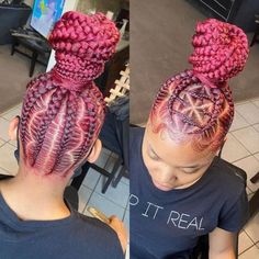 Braiding Updos For Black Women, High Braided Ponytail Hairstyles Black Women, Feed In Ponytail With Designs, Quick Feed In Braid Styles Ponytail, Messy Bun With Braiding Hair, Braided Ponytail Updo, Feedin Ponytail Braids, High Ponytail Cornrows, Feed In Braids Ponytail