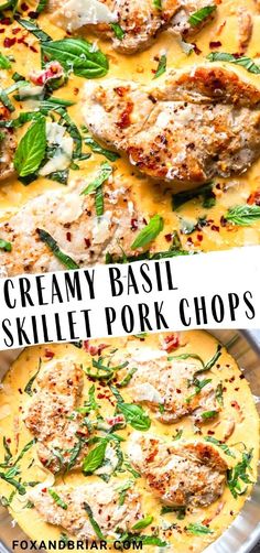 this creamy basil skillet pork chops recipe is so easy to make and delicious