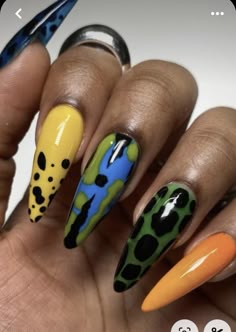 Frog Nails, Colorful Nail, Dope Nail Designs, Hot Nails, Bling Nails, Funky Nails