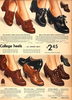 1940's and 1950's Vintage Shoes - Imgur 1940s Winter Fashion, Fashion 1940s, 40s Fashion, Style Inspiration Winter, Retro Shoes, Trailer Park