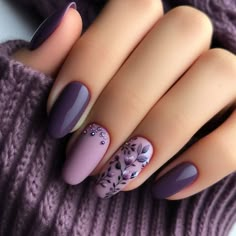 Plum Nail Color Design, Lavender Fall Nails, Purple Fall Nails 2024, Purple Nails For Wedding, Autumn Nails Purple, Pretty Gel Nail Designs, Mauve Fall Nails, Gel Nail Designs For Spring, Purple Fall Nails Design