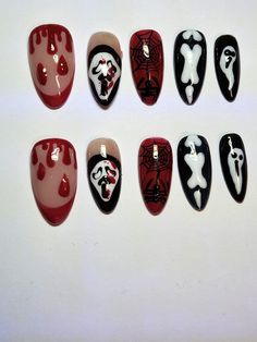 Spooky season has arrived. These nails will set the festive mood even more.  Includes:  - 10 handmade press on nails - Application Kits (nail glue, nail tabs, alcohol wipe, cuticle pusher, nail file, nail buff and instructions) Halloween Nails Spooky, Nails Apres, Apres Nails, Nails Spooky, Nails Application, Cuticle Pusher, Nail Glue, Nail File, Glue On Nails