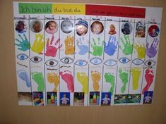 a bulletin board with handprints on it in a child's room or playroom