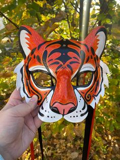 Tiger Masquerade handcrafted Leather Mask - Etsy Handmade Full Face Mask For Masquerade, Handmade Unique Masks And Prosthetics For Masquerade, Hand Painted Full Face Mask For Masquerade, Handmade Carnival Mask, Handmade Red Masks And Prosthetics For Masquerade, Unique Masquerade Mask, Moon Thoughts, Costume Masks, Leather Mask