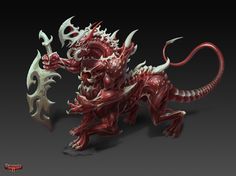 a red and white dragon statue on a black background