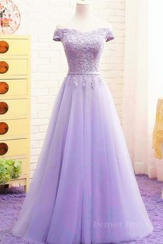 Off Shoulder Light Purple Lace Long Prom Dress Wedding Dress Websites, Formal Dress Purple, Prom Dress Off The Shoulder, Lace Long Prom Dress, Prom Dresses Off The Shoulder, Purple Evening Dress, Lace Formal Dress, Custom Size Dresses, فستان سهرة