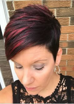 Haarfarben Pixie Hair Color, Short Red Hair, Colors Hair, Lilac Hair, Red Highlights